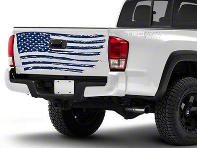 SEC10 Tailgate Flag Distressed Wave Decal; Blue (Universal; Some Adaptation May Be Required)