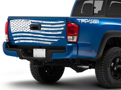 SEC10 Tailgate Flag Distressed Wave Decal; White (Universal; Some Adaptation May Be Required)