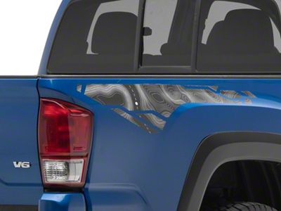 SEC10 Topographic Bed Side Graphics; Grey (16-23 Tacoma)