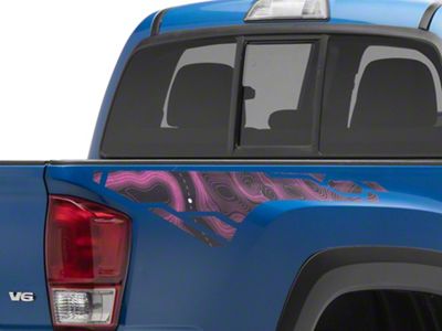 SEC10 Topographic Bed Side Graphics; Pink (16-23 Tacoma)