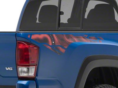 SEC10 Topographic Bed Side Graphics; Red (16-23 Tacoma)