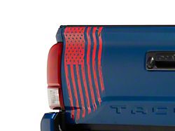 SEC10 Vertical Tailgate Distressed Flag Decal; Red (05-26 Tacoma)