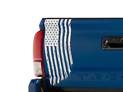 SEC10 Vertical Tailgate Distressed Flag Decal; White (05-26 Tacoma)