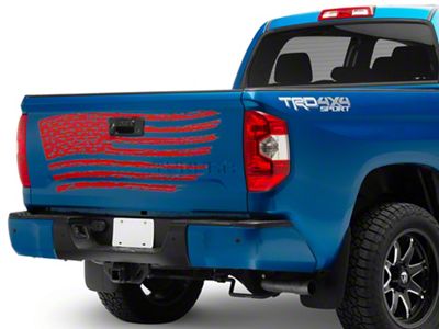 SEC10 Tailgate Flag Distressed Wave Decal; Red (Universal; Some Adaptation May Be Required)
