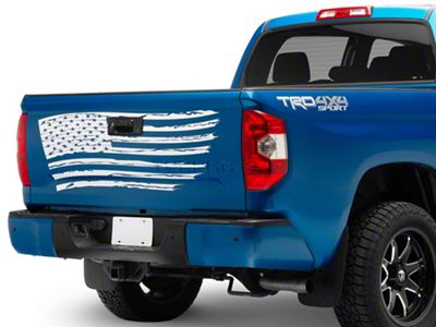 SEC10 Tailgate Flag Distressed Wave Decal; White (Universal; Some Adaptation May Be Required)