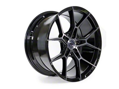 Select Precision Alloys Alpine Glossy Black with Brushed DDT Face Clear Wheel; 20x9; 38mm Offset (84-01 Jeep Cherokee XJ)
