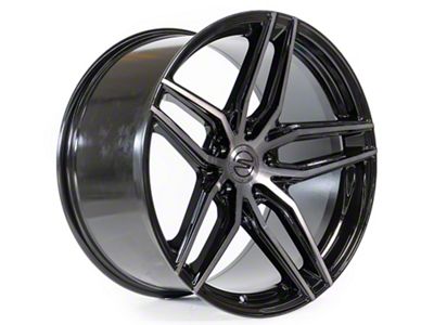 Select Precision Alloys Shadow Glossy Black with Brushed DDT Face Clear Wheel; 20x9; 38mm Offset (87-95 Jeep Wrangler YJ)