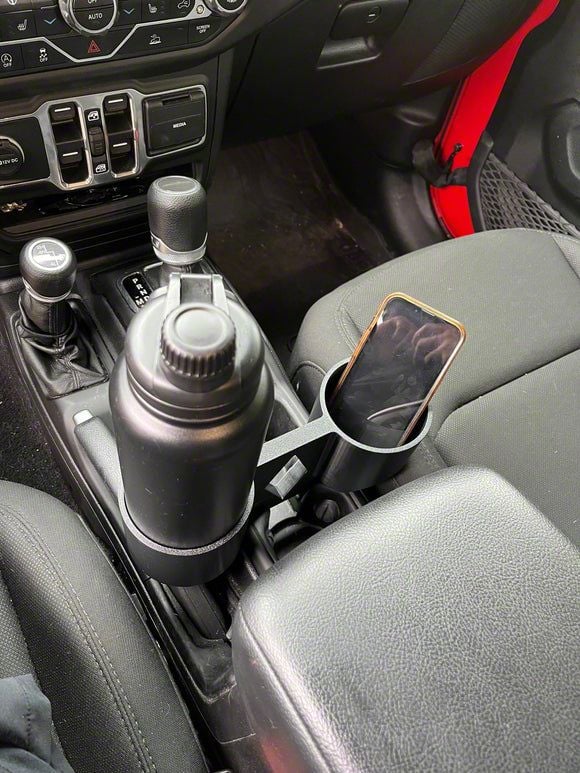 Sheltech 3D Double 3rd Cup Holder; Black (18-25 Jeep Wrangler JL)