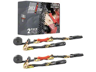 ShockStrap 1-Inch x 10-Foot Constant Tension Ratcheting Tie Down Straps; 1,500 lb.; 2-Pack