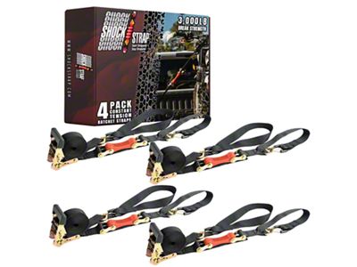 ShockStrap 1.50-Inch x 7-Foot Constant Tension Ratcheting Tie Down Straps; 3,000 lb.; 4-Pack