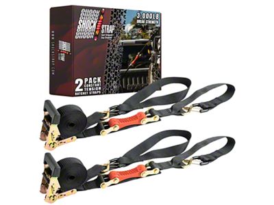 ShockStrap 1.50-Inch x 15-Foot Constant Tension Ratcheting Tie Down Straps; 3,000 lb.; 2-Pack