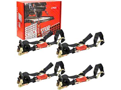 ShockStrap 2-Inch x 9-Foot Constant Tension Ratcheting Tie Down Straps; 6,000 lb.; 4-Pack