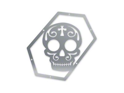 Skull Krushers Suger Skull Fender Emblem; Bare Aluminum (07-18 Jeep Wrangler JK)