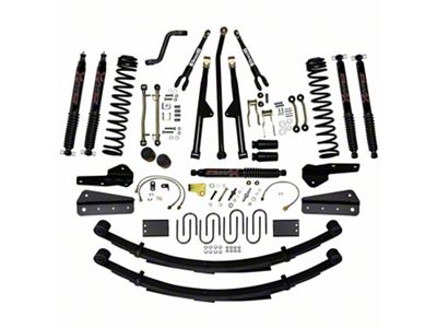 SkyJacker 8-Inch Rock Ready 2 Front Dual Rate Long Travel Suspension Lift Kit with Rear Leaf Springs and Black MAX Shocks (84-01 4WD Jeep Cherokee XJ)