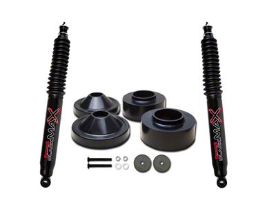 SkyJacker 2-Inch Front / 3/4-Inch Rear Spacer Leveling Kit with Black MAX Shocks (07-18 Jeep Wrangler JK)