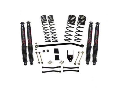 SkyJacker 4.50-Inch Dual Rate Long Travel Suspension Lift Kit with Black MAX Shocks (21-25 Jeep Wrangler JL 4xe, Excluding Rubicon)
