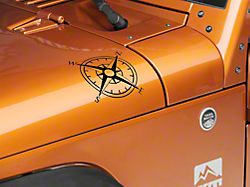 SEC10 Small Compass Decal Set; Gloss Black (66-24 Jeep CJ5, CJ7, Wrangler YJ, TJ, JK & JL)