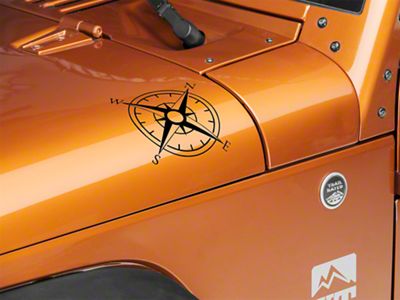 SEC10 Small Compass Decal Set; Gloss Black (66-25 Jeep CJ5, CJ7, Wrangler YJ, TJ, JK & JL)