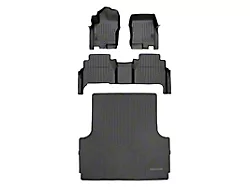 SmartLiner Smart Coverage Custom Fit Front, Rear Floor and Bed Mat Liners; Black (08-21 Frontier Crew Cab w/ 5-Foot Bed & w/o Rockford Fosgate Audio System, Vinyl Flooring)