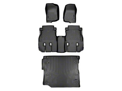 SmartLiner Smart Coverage Custom Fit Front, Rear Floor and Cargo Liners; Black (18-25 Jeep Wrangler JL 4-Door, Excluding 4xe & Rubicon 392)