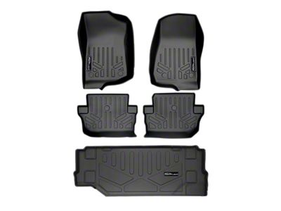 SmartLiner Smart Coverage Custom Fit Front, Rear Floor and Cargo Liners; Black (18-25 Jeep Wrangler JL 2-Door)