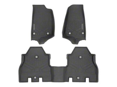 SmartLiner Smart Coverage Custom Fit Rubber Front and Rear Floor Liners; Black (18-25 Jeep Wrangler JL 4-Door, Excluding 4xe)