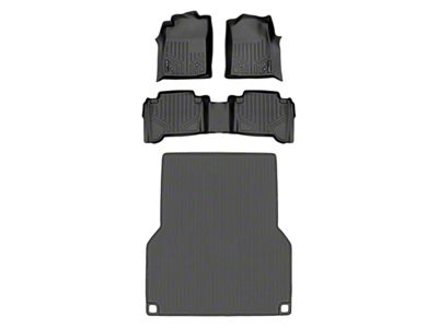 SmartLiner Smart Coverage Custom Fit Front, Rear Floor and Bed Mat Liners; Black (05-11 Tacoma Double Cab w/ 5-Foot Bed, Automatic Transmission & w/o Vinyl Flooring)