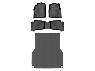 SmartLiner Smart Coverage Custom Fit Front, Rear Floor and Bed Mat Liners; Black (12-15 Tacoma Double Cab w/ 5-Foot Bed & Automatic Transmission & w/o Vinyl Flooring)