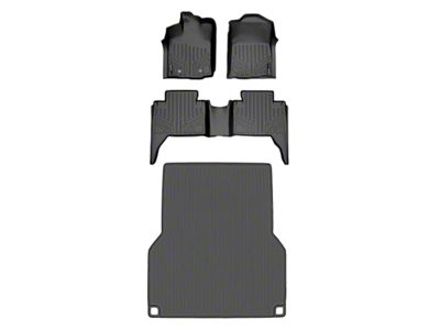 SmartLiner Smart Coverage Custom Fit Front, Rear Floor and Bed Mat Liners; Black (16-17 Tacoma Double Cab w/ 5-Foot Bed & Automatic Transmission, w/o Utility Package & Vinyl Flooring)