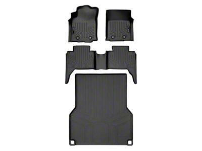 SmartLiner Smart Coverage Custom Fit Front, Rear Floor and Bed Mat Liners; Black (18-23 Tacoma Double Cab w/ 5-Foot Bed & Manual Transmission, w/o Utility Package & Vinyl Flooring)