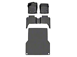 SmartLiner Smart Coverage Custom Fit Front, Rear Floor and Bed Mat Liners; Black (18-23 Tacoma Double Cab w/ 5-Foot Bed & Automatic Transmission, w/o Utility Package & Vinyl Flooring)