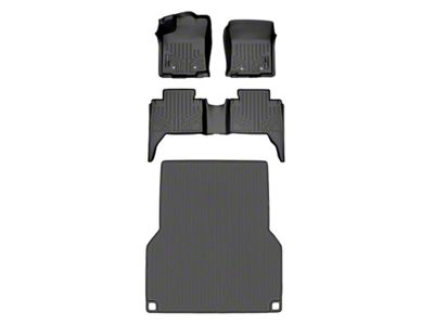 SmartLiner Smart Coverage Custom Fit Front, Rear Floor and Bed Mat Liners; Black (18-23 Tacoma Double Cab w/ 5-Foot Bed & Automatic Transmission, w/o Utility Package & Vinyl Flooring)