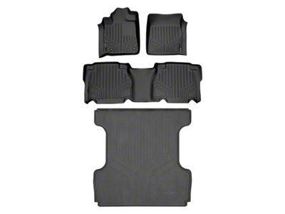 SmartLiner Smart Coverage Custom Fit Front, Rear Floor and Bed Mat Liners; Black (07-11 Tundra CrewMax w/ Front Bucket Seats & w/o Vinyl Flooring)