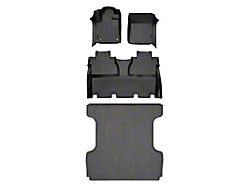 SmartLiner Smart Coverage Custom Fit Front, Rear Floor and Bed Mat Liners; Under Rear Seat Coverage; Black (14-21 Tundra CrewMax w/ Front Bucket Seats & w/o Vinyl Flooring)