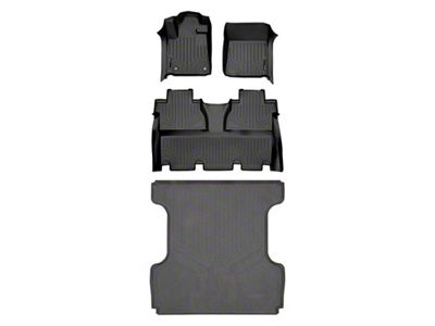 SmartLiner Smart Coverage Custom Fit Front, Rear Floor and Bed Mat Liners; Under Rear Seat Coverage; Black (14-21 Tundra CrewMax w/ Front Bucket Seats & w/o Vinyl Flooring)