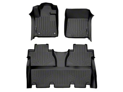SmartLiner Smart Coverage Custom Fit Front and Rear Floor Liners; Under Rear Seat Coverage; Black (14-21 Tundra CrewMax w/ Front Bucket Seats & w/o Vinyl Flooring)