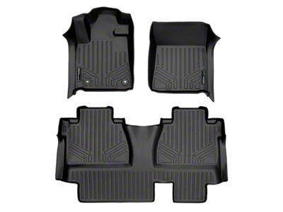 SmartLiner Smart Coverage Custom Fit Front and Rear Floor Liners; Under Rear Seat Coverage; Black (14-21 Tundra Double Cab w/ Front Bucket Seats & w/o Vinyl Flooring)