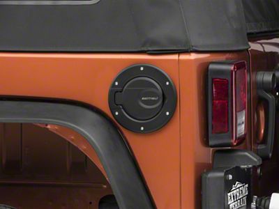 Smittybilt Billet Style Gas Cover; Textured Black (07-18 Jeep Wrangler JK)