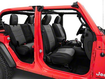 Smittybilt GEN2 Neoprene Front and Rear Seat Covers; Black/Charcoal (18-25 Jeep Wrangler JL 4-Door, Excluding 4xe)