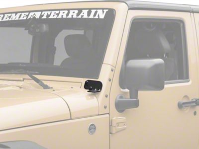 Smittybilt Windshield Hinge Light Mounting Brackets; Black (07-18 Jeep Wrangler JK)