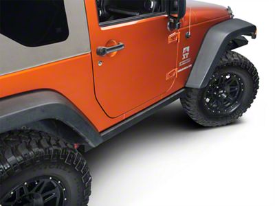 Smittybilt SRC Classic OEM Style Rock Rails; Black Textured (07-18 Jeep Wrangler JK 2-Door)