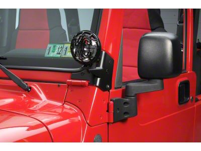 Smittybilt Windshield Hinge Light Bracket; Black (97-06 Jeep Wrangler TJ)
