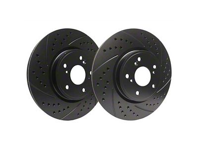 SP Performance Double Drilled and Slotted 6-Lug Rotors with Black ZRC Coating; Rear Pair (10-24 4Runner)
