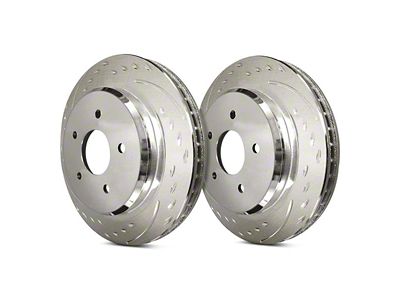 SP Performance Diamond Slot 6-Lug Rotors with Silver ZRC Coating; Rear Pair (21-25 Bronco, Excluding Raptor)