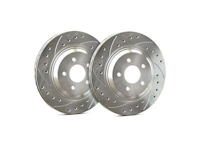 SP Performance Cross-Drilled and Slotted 5-Lug Rotors with Silver ZRC Coating; Front Pair (21-25 1.5L EcoBoost Bronco Sport)