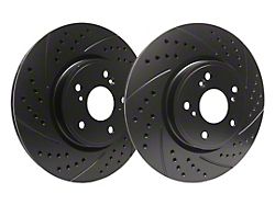 SP Performance Double Drilled and Slotted 5-Lug Rotors with Black ZRC Coating; Front Pair (21-25 2.0L EcoBoost Bronco Sport)