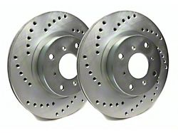 SP Performance Cross-Drilled 6-Lug Rotors with Silver ZRC Coating; Rear Pair (05-26 Frontier)