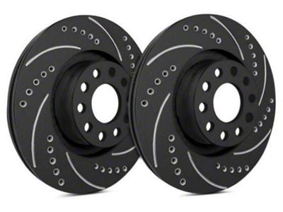 SP Performance Cross-Drilled and Slotted 6-Lug Rotors with Black ZRC Coating; Front Pair (05-25 V6 Frontier)