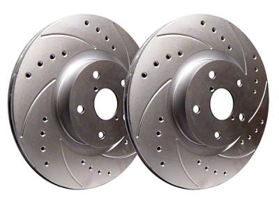 SP Performance Cross-Drilled and Slotted 6-Lug Rotors with Silver ZRC Coating; Front Pair (05-25 V6 Frontier)