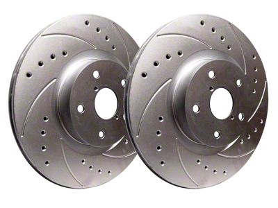 SP Performance Cross-Drilled and Slotted 6-Lug Rotors with Silver ZRC Coating; Rear Pair (05-25 Frontier)